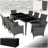Image de Salon de jardin - TECTAKE - Ensemble de jardin MENORCA résistant aux intempéries housse de protection incluse - Gris