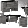 Image de Salon de jardin - TECTAKE - Ensemble détente repas dextérieur LAUSANNE 2 personnes pliable et encastrable en résine tressée - Gris