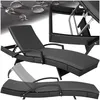 Image de Bain de soleil - TECTAKE - Bain de soleil OCÉANE cadre en aluminium et résine tressée design moderne dossier réglable - Noir