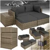 Image de Canapé de jardin - TECTAKE - Salon de jardin modulable SAN DOMINO en résine tressée 4 places 1 table et coussins inclus - Naturel