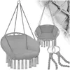 Image de Fauteuil suspendu - TECTAKE - Siège GRAZIA avec rembourrage et pompons décoratifs 80 x 72 x 125 cm - Gris