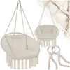 Image de Fauteuil suspendu - TECTAKE - Siège GRAZIA avec rembourrage et pompons décoratifs 80 x 72 x 125 cm - Beige
