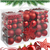 Image de Lot 86 Décorations De Noël Rouge Mate Brillante/pailleté Polypropylène