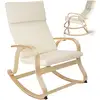 Image de Fauteuil À Bascule Avec Accoudoirs Cadre En Bois Et Coussin Beige