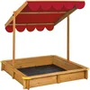 Image de Bac À Sable Cabane De Jardin Avec Toit Réglable Rouge En Bois