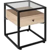 Image de Table dappoint - TECTAKE - Table de chevet PRESTON avec plaque en verre et tiroir en bois et acier 43 x 45 x 545 cm - Bois clair