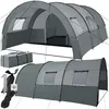 Image de Tente - TECTAKE - Tente de camping familiale spacieuse en polyester pour 6 personnes - Gris clair/Gris foncé