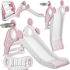 Image de Toboggan Pliable Pour Enfants Avec Panier De Basket Rose Vif