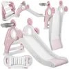 Image de TOBOGGAN - TECTAKE - Toboggan pliable JOY pour enfants avec panier de basket et marches antidérapantes - Rose vif