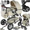 Image de Poussette Combinée Pliable Avec Harnais À 5 Points Gris/beige