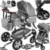 Image de Poussette Combinée Pliable Avec Harnais À 5 Points Et Sécurité Gris