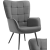 Image de Fauteuil Rembourré Ergonomique Avec Revêtement Velours Gris/noir