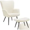 Image de Fauteuil Rembourré Ergonomique Avec Tabouret Max 150 Kg Crème/noir