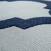 Image de Tapis Intérieur & Extérieur Tissage À Plat Aspect 3D Design Marocain En Blanc Bleu [80x150 cm]