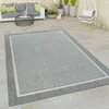 Image de Tapis À Poils Ras Intérieur & Extérieur Aspect 3D Bordure Uni Look Naturel En Gris [80x150 cm]