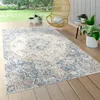 Image de Tapis Intérieur & Extérieur Poils Ras Pour Balcon Terrasse Motif Oriental Bleu [Ø 160 cm rond]