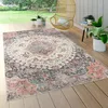 Image de Tapis Intérieur & Extérieur Poils Ras Pour Balcon Terrasse Motif Oriental Gris [Ø 200 cm rond]