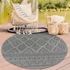 Image de Paco Home Tapis Exterieur Terrasse Balcon Tapis Cuisine Moderne Motif Boho Losange Gris Gris foncé 80 cm rond