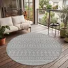 Image de Paco Home Tapis Exterieur Terrasse Balcon Tapis Cuisine Motif Losange Motif Boho Gris Gris 80 cm rond