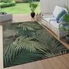 Image de Paco Home Tapis Exterieur Terrasse Salon Cuisine Boho Fleuri Motif Palmiers Vert Noir 160x230 cm