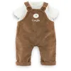 Image de Vêtement poupon - COROLLE - 9000160240 - Salopette velours marron - T-shirt beige - pour poupon 42 cm