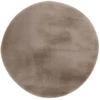 Image de Tapis Uni Rond Doux À Poils Longs "rabbit" Taupe 120 Cm