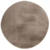 Image de Tapis Uni Rond Doux à Poils Longs Rabbit Taupe 120 cm