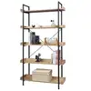 Image de Étagère de rangement. Bibliothèque en bois et métal à 5 niveaux.91x25.5x173 cm. Noir+ chêne clair