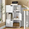 Image de Bibliothèque Armoire WOLTU avec 3 Portes 6 Compartiments en MDF Blanc