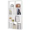 Image de Bibliothèque en bois.étagère rangement à 4 niveaux avec 10 compartiments.60x20x120cm.blanc