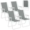 Image de WOLTU Lot de 4 Chaises de Camping Dossier Portables et Légères Chaise de Pêche avec Accoudoirs Gris Foncé CPS8151dgr-4
