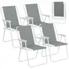 Image de Lot de 4 chaises de camping pliante avec dossier portables et légères-chaise de pêche-gris foncé