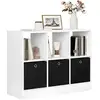 Image de Bibliothèque.meuble de rangement.étagère avec 6 casiers.3 tiroirs en tissu.80x30x60cm.blanc