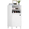 Image de WOLTU Meuble Cuisine Buffet Étagère Rangement Placard avec Porte et Étagères Réglables Casier à Vin Amovible Blanc W0ATT0274