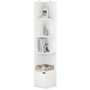 Image de WOLTU Bibliothèque Meuble Étagère dangle à 5 Niveaux 1 Placard avec Porte en Bois dIngénierie Blanc W0ATT0294