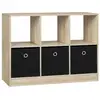 Image de Bibliothèque en bois d'ingénierie,étagère avec 6 casiers,3 tiroirs en tissu,80x30x60cm,chêne clair