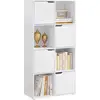 Image de Bibliothèque en bois d'ingénierie avec 8 cubes de rangement, 4 portes, blanc