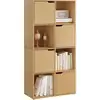 Image de Bibliothèque en bois d'ingénierie,meuble de rangement avec 8 cubes de rangement,4 porteschêne clair