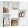 Image de Bibliothèque étagère de rangement, étagère cube, avec 8 casiers et 3 portes, 106x30x96cm, blanc