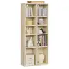 Image de Lot de 2 étagères cubiques,bibliothèque haute et étroite à 10 compartiments,support dvd,chêne clair