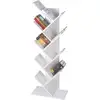 Image de Étagère Bibliothèque À Livres Forme D'arbre 8 Niveaux En Bois Mélamine Blanc