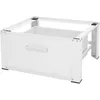 Image de Socle Pour Machine À Laver En Acier Blanc Accessoire Avec Tiroir 63x54x31,5 Cm