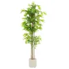 Image de ML-Design Bambou Artificiel 210 cm Décoratif Plante Verte Grande avec Tronc en Bois Véritable Fausse Plante en Pot Aspect Naturel