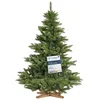 Image de FairyTrees Sapin de Noël Artificiel 150 cm NORDMANN Arbre de Noël avec Support en Bois Sapin avec Tronc Vert Made in EU