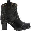 Image de Mustang - Boots Noir à Talon Décroché Haut Ornées De Différentes Matières Et De Rivets - Noir 38