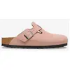 Image de Sabots Birkenstock Boston en cuir suédé étroit rose clair marron - 41