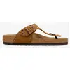 Image de Sandales Birkenstock Gizeh Rivet cuir suédé largeur étroite marron chaud femme - 40