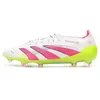 Image de Chaussures de Foot Blanc/Rose Homme Adidas Predator Elite FG