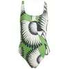 Image de Maillot de bain adidas x FARM 3 bandes vert blanc noir femme - 36