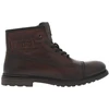 Image de Bugatti - Bottines En Cuir Bordeaux Avec Semelle à Talon Plat Et Intérieur Motif écossais - Bordeaux 41